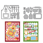 Kitchen Theme Carbon Steel Cutting Dies Stencils, for DIY Scrapbooking, Photo Album, Decorative Embossing Paper Card, Tableware, 91~133x106~133x0.8mm, 2pcs/set(DIY-WH0309-4283)
