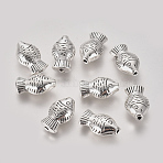 Tibetan Style Alloy Beads, Fish, Antique Silver, 15x9x6mm, Hole: 1.4mm(TIBEB-L004-027AS)