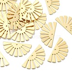 SHEGRACE Brass Pendants, Fan Charms, Cadmium Free & Lead Free & Nickel Free, Real 18K Gold Plated, 12x24x1mm, Hole: 1mm(XGRQ3P885-621G)