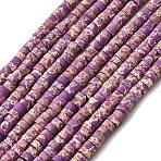 Dyed Synthetic Imperial Jasper Beads Strands, Frosted, Flat Round/Disc, Heishi Beads, Orchid, 4~4.5x2~2.5mm, Hole: 0.9mm, about 160~163pcs/strand, 14.53''~14.72''(36.9~37.4cm)(G-Z089-A03-D)