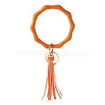 Silicone Keychain, with Alloy Findings, Tassel, Chocolate, 21cm(KEYC-TAC00015-04)