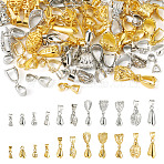 88Pcs 22 Styles Brass Ice Pick Pinch Bails, Platinum & Golden, 9~25x6~10x3~5mm, Hole: 4~7x5~9mm, Pin: 0.8~1mm, 4Pcs/style(KK-TA0001-27)