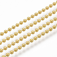 Brass Ball Chains, Long-Lasting Plated, Soldered, with Spool, Cadmium Free & Nickel Free & Lead Free, Golden, 2mm, about 32.8 Feet(10m)/roll(X-CHC-S008-003E-G)