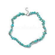 Dyed Synthetic Turquoise Chip Beaded Necklaces with 304 Stainless Steel Lobster Claw Clasp & Chain Extender, Choker Necklace for Women, 15 inch(38.2cm)(NJEW-JN04225-05)