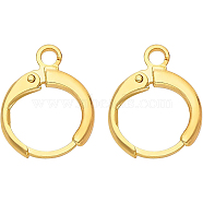 Brass Huggie Hoop Earring Findings, with Loop, Golden, 15x11.5x2mm, Hole: 2mm, Pin: 1mm, 40pcs/box(KK-BC0005-28G)