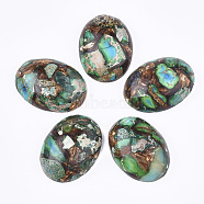 Assembled Synthetic Imperial Jasper and Bronzite  Cabochons, Dyed, Oval, Medium Sea Green, 25~25.5x18~18.5x7~7.5mm(G-S329-080D)