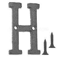 Iron Home Address Number, with 2pcs Screw, Letter.H, 76x47x5mm, Hole: 5.3mm(AJEW-WH0126-25H)