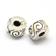 Alloy European Style Clasps, Column, Antique Silver, 9x6mm, Hole: 3mm(X-PDLC-R001-16AS)