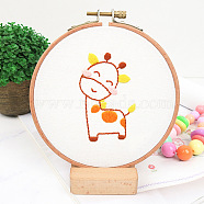 DIY Display Decoration Embroidery Kit, including Embroidery Needles & Thread & Fabric, Plastic Embroidery Hoop, Giraffe Pattern, 82x48mm(SENE-PW0003-071F)