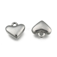 201 Stainless Steel Pendants, Puffed Heart Charms, Stainless Steel Color, 12x11x5mm, Hole: 2mm(STAS-Q069)
