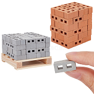 2 Colors Polymer Clay Mini Wall Bricks, Micro Landscape Dollhouse Garden Accessories, 1Pc Wooden Cup Mats, Mixed Color, 9~75x20~75x9.5~17.5mm(AJEW-OC0005-03A)