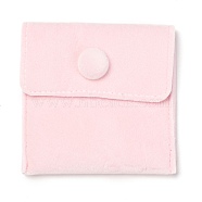 Square Velvet Jewelry Bags, with Snap Fastener, Pink, 6.7~7.3x6.7~7.3x0.95cm(TP-B001-01A-03)