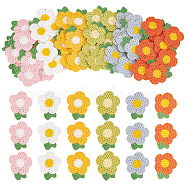 60Pcs 6 Colors Crochet Flower Appliques, Computerized Embroidery Cloth Patches, Costume Accessories, Sewing Craft Decoration, Mixed Color, 47x40x2.5mm, 10pcs/color(DIY-FG0004-49)