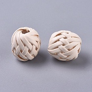 Handmade Straw Woven Beads, with Plastic inside, Barrel, Navajo White, 16x15.5mm, Hole: 2mm(X-FIND-WH0043-96)