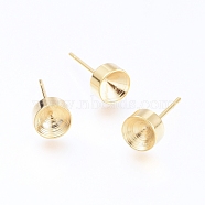 304 Stainless Steel Stud Earring Settings, for Pointed Back Rhinestone, Golden, Fit for 5mm Rhinestone, 14.5x6mm, Pin: 0.8mm(STAS-I088-H-03G)