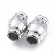 304 Stainless Steel Magnetic Clasps with Glue-in Ends, Column, Stainless Steel Color, 18x12x12mm, Hole: 6mm(STAS-D242-19P)