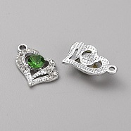 Alloy Rhinestone Pendants, Silver Color, Heart Charms, Erinite, 20.5x13x5mm, Hole: 2mm(FIND-TAC0002-086D)