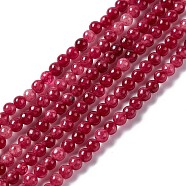 Natural Jade Beads Strands, Dyed, Round, FireBrick, 2.5~3mm, Hole: 0.7mm, about 131pcs/strand, 15.75 inch(40cm)(G-C247-02B)
