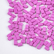 Baking Paint Glass Flat Beads, Rectangle, Orchid, 4~7x3~4x2.5mm, Hole: 0.8mm, about 2500pcs/bag(SEED-S023-12K)