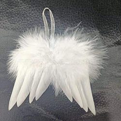 Mini Doll Angel Wing Feather, with Polyester Rope, for DIY Moppet Makings Kids Photography Props Decorations Accessories, White, 120x100mm(FIND-PW0001-049-D01)