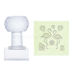 Plastic Stamps, DIY Soap Molds Supplies, Square, Flamingo Pattern, 38x38mm(DIY-WH0350-079)
