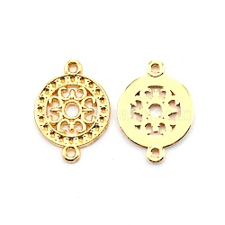 Baroque Style Zinc Alloy Connector Charms, Cadmium Free & Lead Free, Flat Round, Light Gold, 19x14x1mm, Hole: 1.2mm(FIND-TAC0015-07LG)