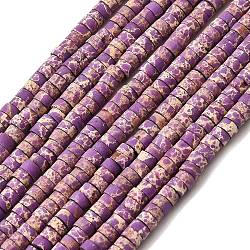 Dyed Synthetic Imperial Jasper Beads Strands, Frosted, Flat Round/Disc, Heishi Beads, Orchid, 4~4.5x2~2.5mm, Hole: 0.9mm, about 160~163pcs/strand, 14.53''~14.72''(36.9~37.4cm)(G-Z089-A03-D)