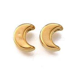 304 Stainless Steel Beads, Moon, Ion Plating(IP), Real 18K Gold Plated, 8x6.5x4mm, Hole: 1.4mm(STAS-V009-08G)