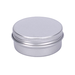 20ml Round Aluminium Tin Cans, Aluminium Jar, Storage Containers for Cosmetic, Candles, Candies, with Screw Top Lid, Platinum, 3.9x2cm, Capacity: 20ml(0.67 fl. oz)(X-CON-L009-B02)