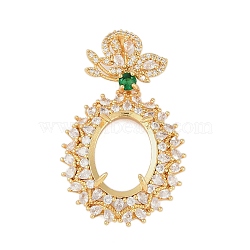 Oval Brass Micro Pave Clear Cubic Zirconia Pendant Cabochon Settings, Real 18K Gold Plated, Tray: 17x12.5mm, 45x27.5x10mm, Hole: 11x4.5mm(KK-U026-15G)