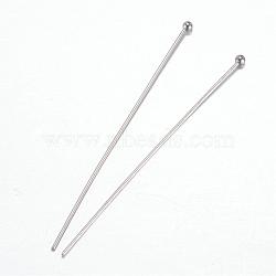 Tarnish Resistant 304 Stainless Steel Round Ball Pins, Stainless Steel Color, 50mm, Pin: 0.7mm, 500pcs/bag(STAS-G081-60P)