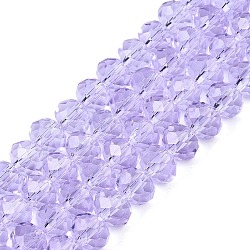 Glass Beads Strands, Faceted, Rondelle, Lilac, 8x6mm, Hole: 1mm, about 60~62pcs/strand, 39~40cm(X-EGLA-A044-T8mm-D17)