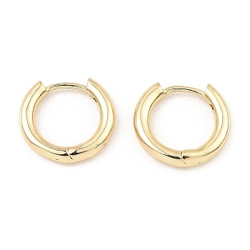 Brass Huggie Hoop Earrings, Light Gold, 14x15x2.5mm