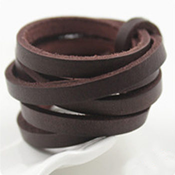 Flat Leather Jewelry Cord, Jewelry DIY Making Material, Coconut Brown, 3x2mm