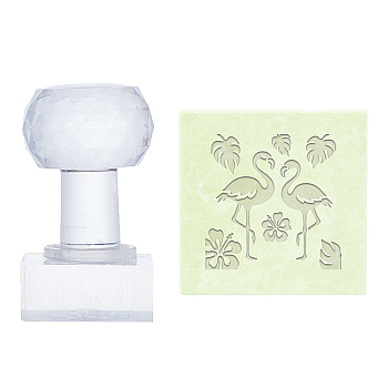 Plastic Stamps, DIY Soap Molds Supplies, Square, Flamingo Pattern, 38x38mm