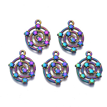 Rack Plating Rainbow Color Alloy Pendants, Cadmium Free & Nickel Free & Lead Free, Vortex with Star, 21x16x2mm, Hole: 1.4mm