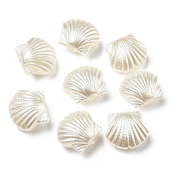 ABS Imitation Pearl Beads, Shell Shape, 11x12.5x6.5mm, Hole: 1.6mm
