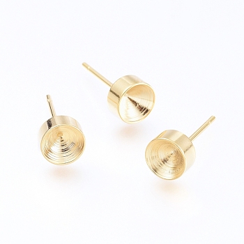 304 Stainless Steel Stud Earring Settings, for Pointed Back Rhinestone, Golden, Fit for 5mm Rhinestone, 14.5x6mm, Pin: 0.8mm