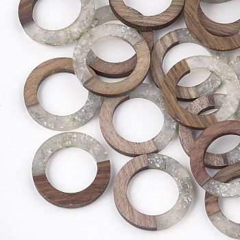 Resin & Walnut Wood Pendants, Ring, Gainsboro, 28x3mm, Hole: 1.5mm