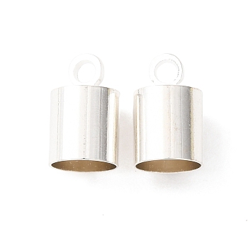 Brass Cord Ends, Nickel Free, Silver Color Plated, about 6mm wide, 10mm long, 5.5mm inner diameter, hole: 1.2mm