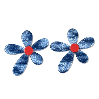 Denim Color Acrylic Big Pendants, Flower Charms, Royal Blue, 53x52x5mm, Hole: 1.8mm
