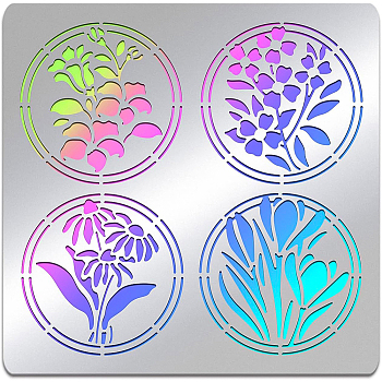 Stainless Steel Cutting Dies Stencils, for DIY Scrapbooking/Photo Album, Decorative Embossing DIY Paper Card, Matte Stainless Steel Color, Bouquet, Flower Pattern, 15.6x15.6cm