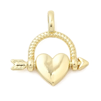 Alloy Pendants, Heart Charms, Rack Plating, Golden, 19x19x5mm, Hole: 4x2mm