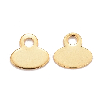 201 Stainless Steel Charms, Oval, Real 24k Gold Plated, 11x11.5x0.8mm, Hole: 2.5mm