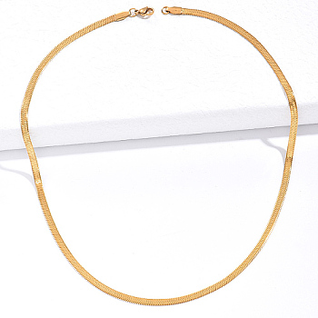Stainless Steel Herringbone Chain Necklace for Women, Golden, 17-3/4 inch(45cm)