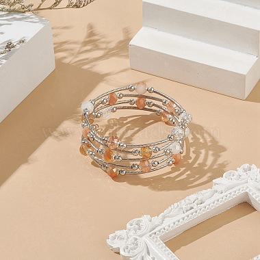 Glass Beads Five Loops Wrap Bracelets(BJEW-JB09056-05)-2