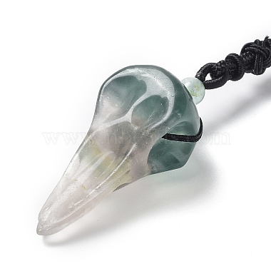 Natural Fluorite Plague Doctor Pendant Necklace with Nylon Rope(NJEW-H009-01-02)-4