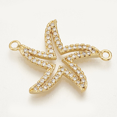 25mm Clear Starfish Brass+Cubic Zirconia Links