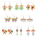 8 Pairs 8 Styles Cactus & Avocado & Horse Acrylic Dangle Earrings(EJEW-AN0001-38)-1