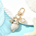 Electroplate Spiral Shell Pendant Decorations, with Alloy Swivel Clasps, Golden, 65mm(HJEW-YW00240-03)